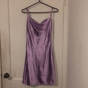 Silk Satin Purple Lavender Maxi Midi Dress